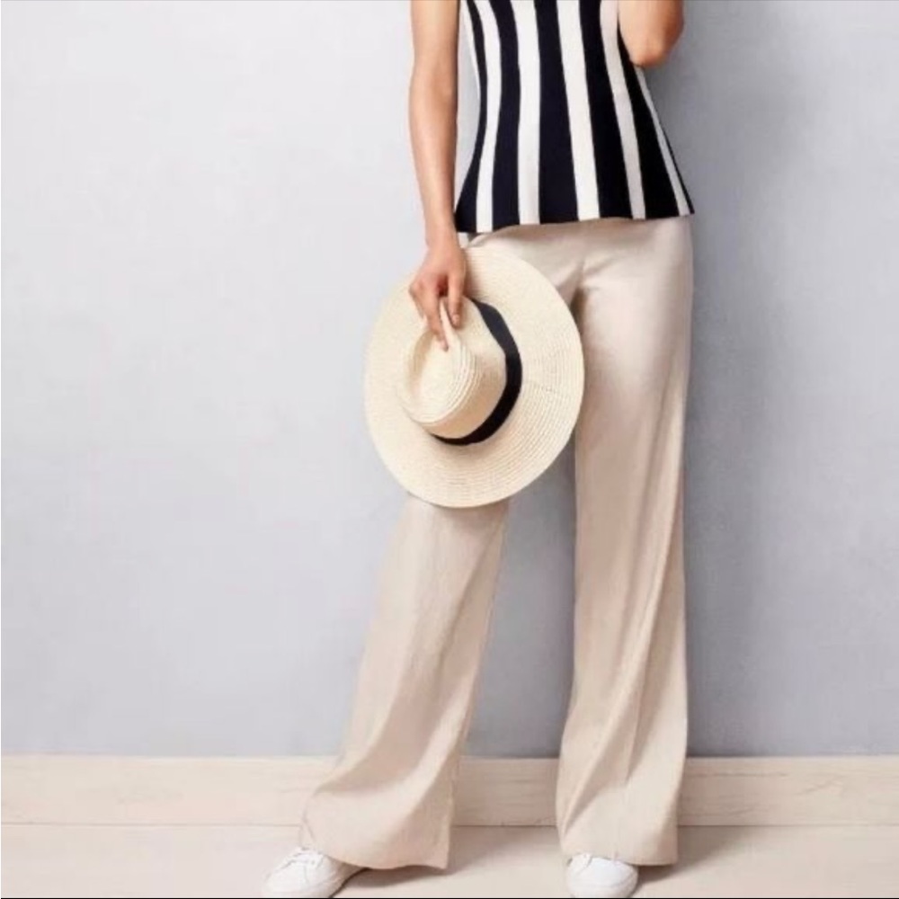 ANN TAYLOR • Linen Pants • Wide Leg • Sz 14 • Mid Rise